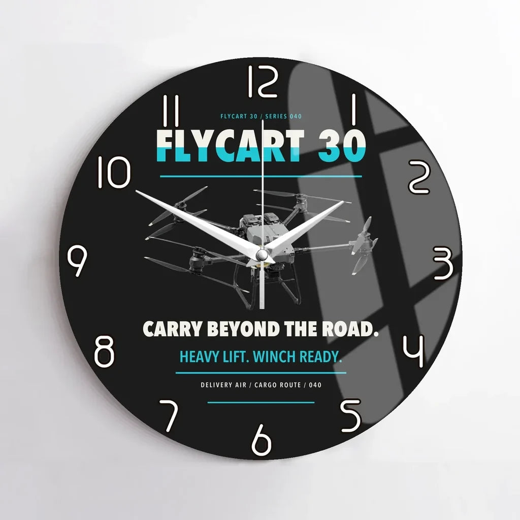 DJI FlyCart 30 design on black no frame wall clock