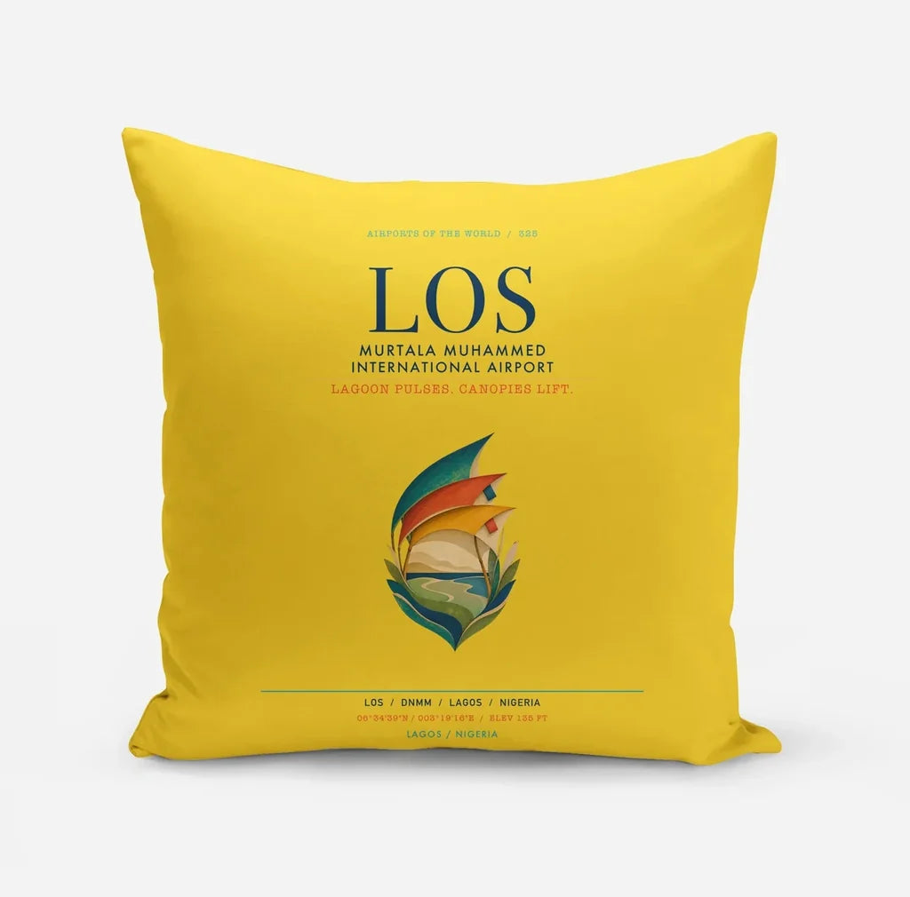 Murtala Muhammed International Airport (LOS) design on yellow pillow