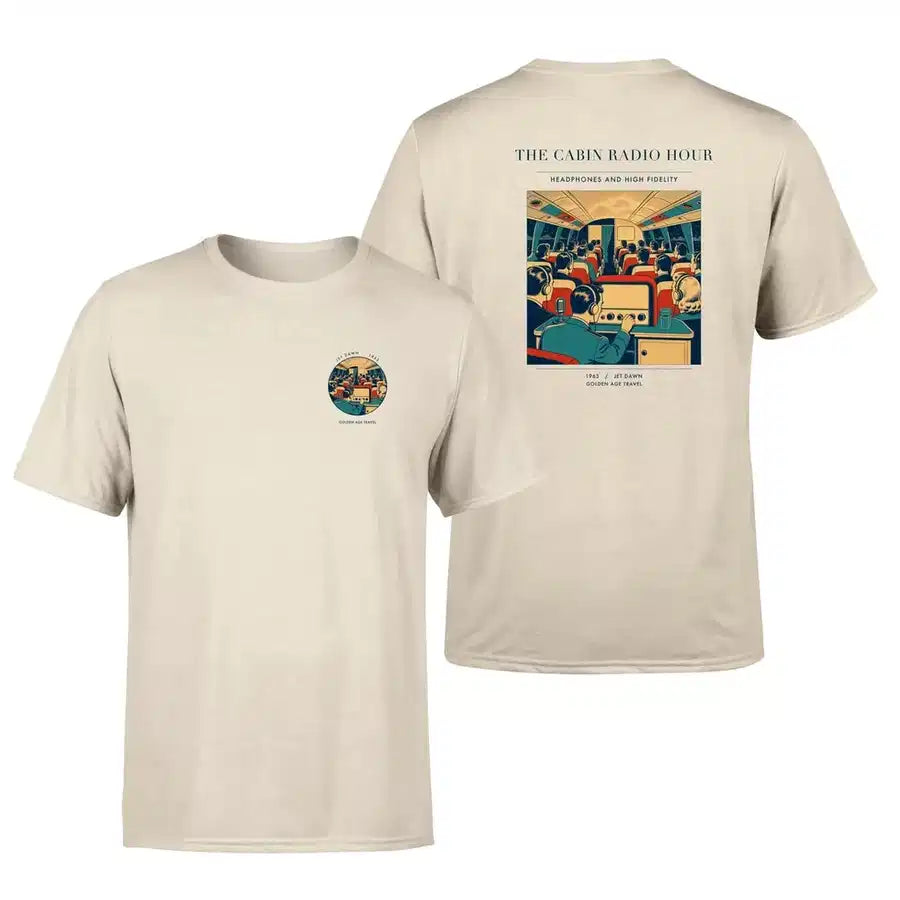 VINTAGE G4229 - The Cabin Radio Hour - Double-Side T-Shirt design on beige double side t shirt