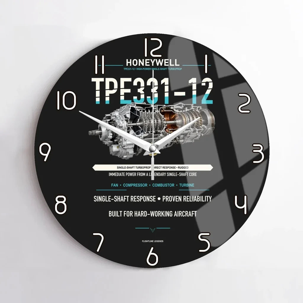 TPE331-12 design on black no frame wall clock