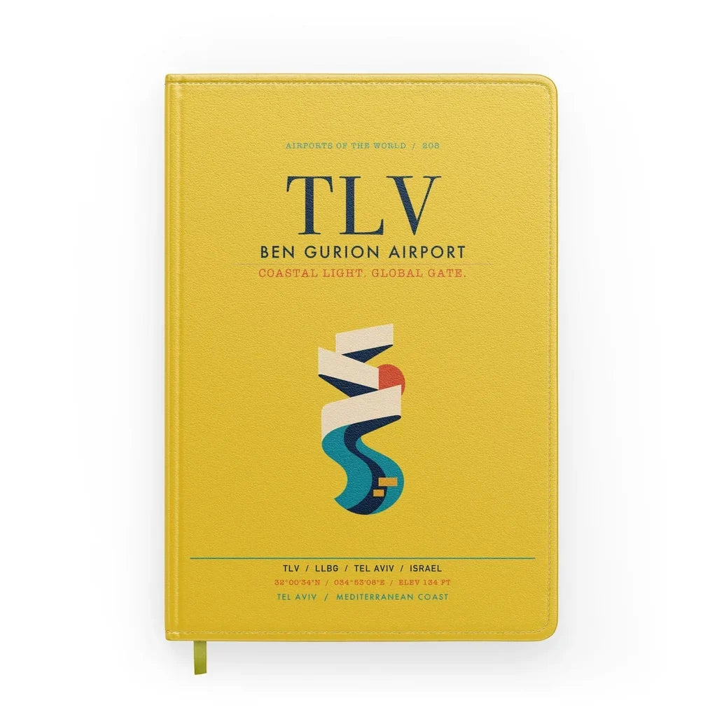 Tel Aviv Ben Gurion Airport (TLV) design on yellow notebook