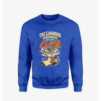 Thumbnail for The Logbook Remembers The First Climb design on blue sweatshirt