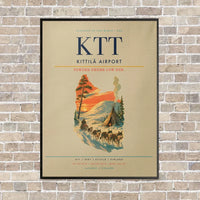 Thumbnail for Kittilä Airport KTT vertical canvas print - framed - beige background