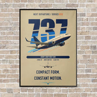 Thumbnail for Boeing 737-700 NG vertical canvas print - framed - beige background