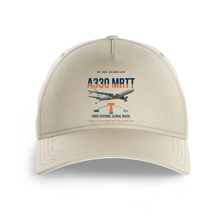 Airbus A330 MRTT design on beige printed hat