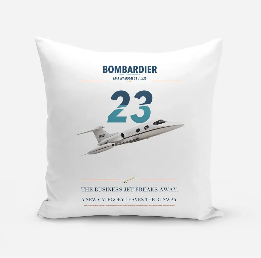 Bombardier Learjet 23 design on white pillow