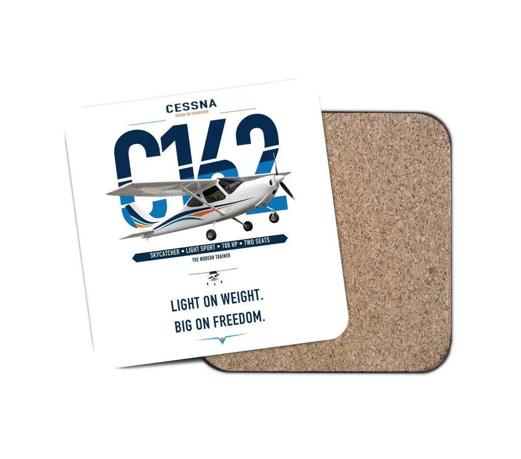 Cessna 162 Skycatcher design on white 1 piece coaster