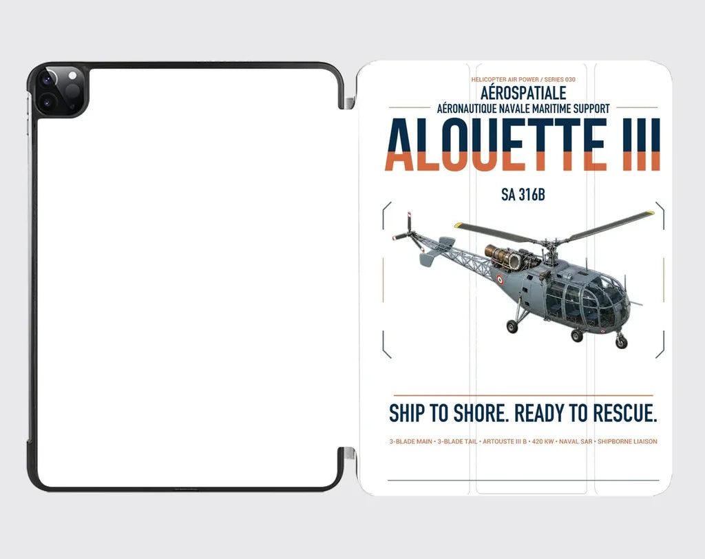Aérospatiale SA 316B Alouette III design on white ipad tablet case