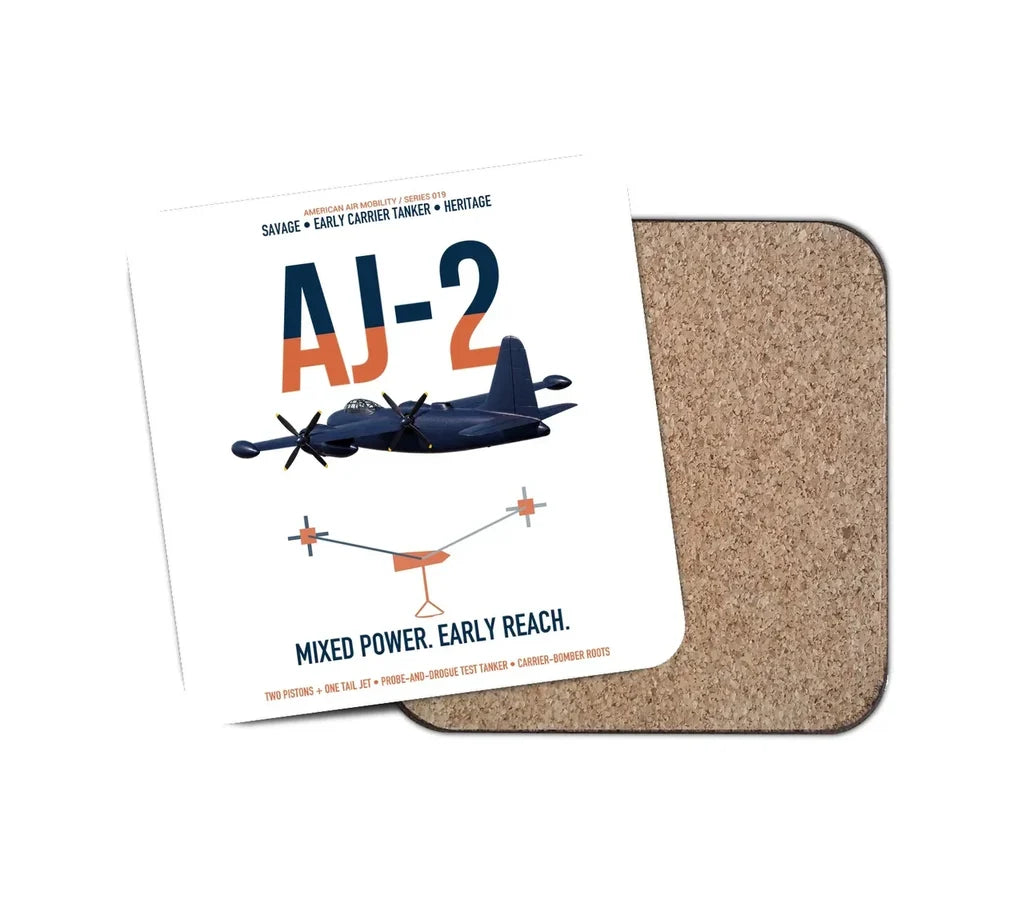 AJ-2 Savage Tanker design on white 1 piece coaster