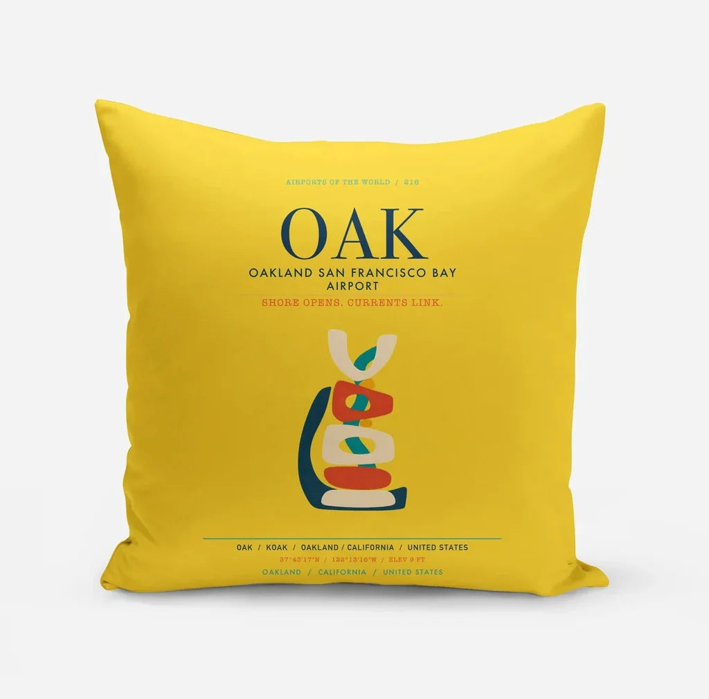 Oakland San Francisco Bay Airport (OAK) design on yellow pillow