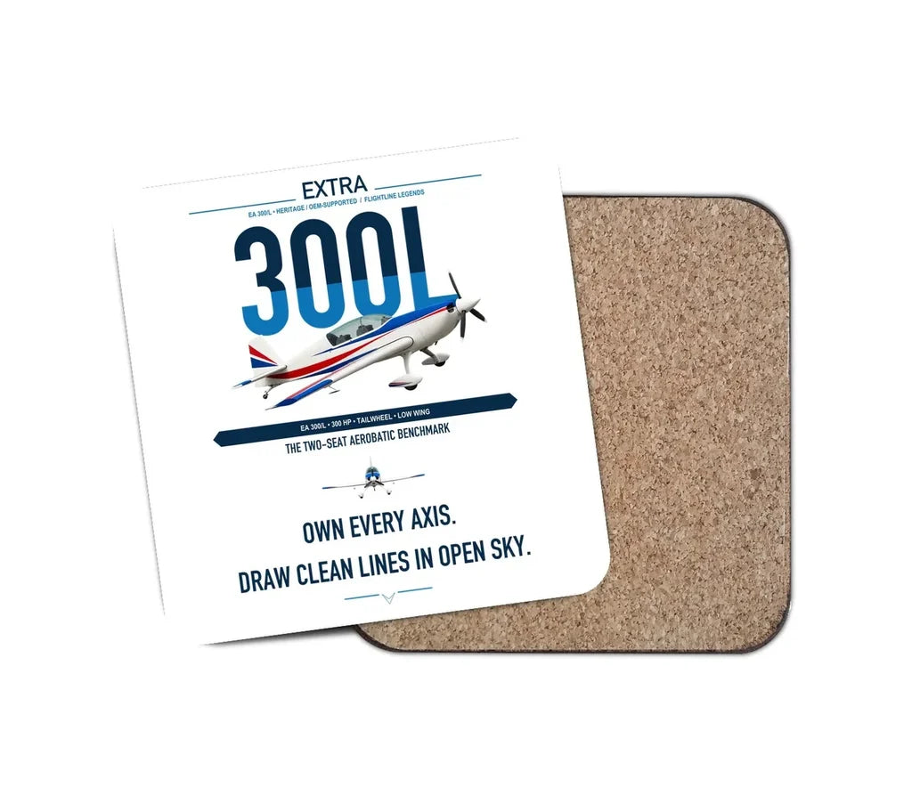 Extra 300L design on white 1 piece coaster