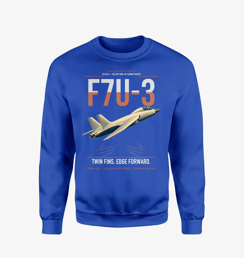 F7U-3 Cutlass design on blue sweatshirt