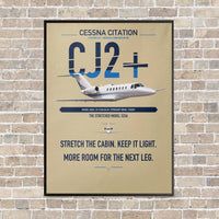 Thumbnail for Cessna Citation CJ2+ vertical canvas print - framed - beige background