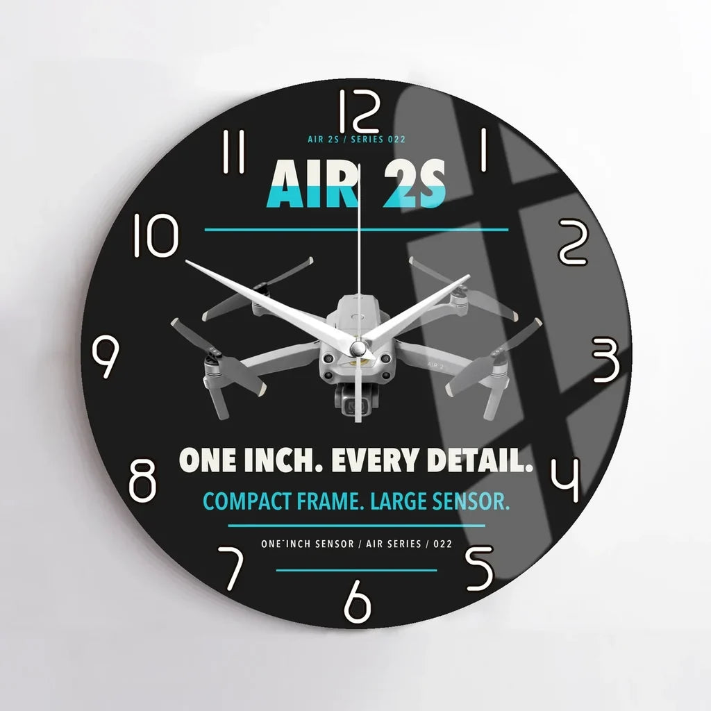 DJI Air 2S design on black no frame wall clock
