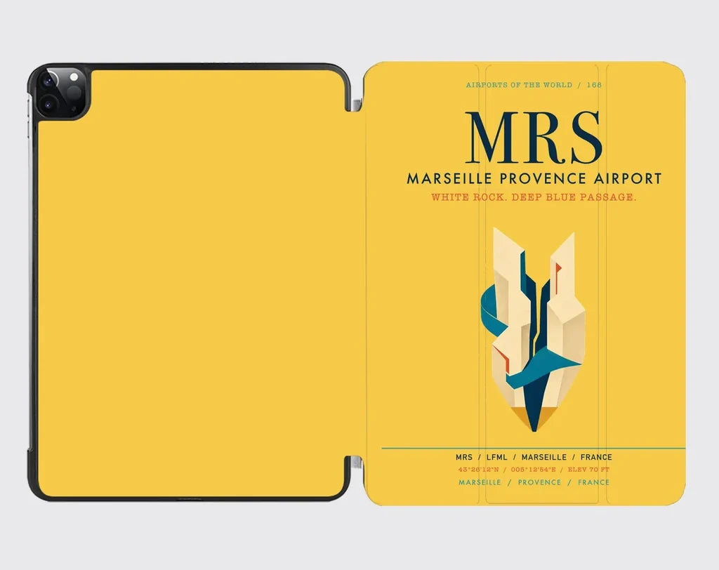 Marseille Provence Airport (MRS) design on yellow ipad tablet case