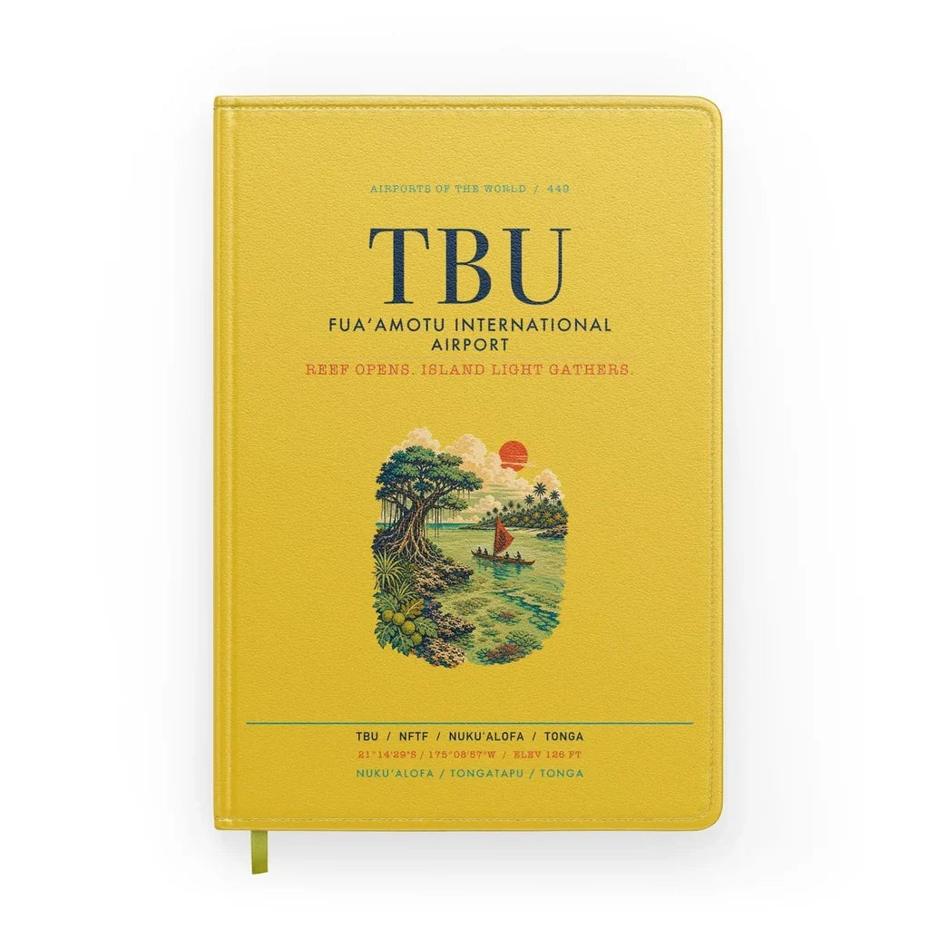 Fuaʻamotu International Airport (TBU) design on yellow notebook