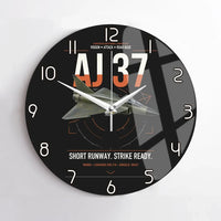 Thumbnail for Saab AJ 37 Viggen design on black no frame wall clock