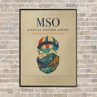 Thumbnail for Missoula Montana Airport MSO vertical canvas print - framed - beige background