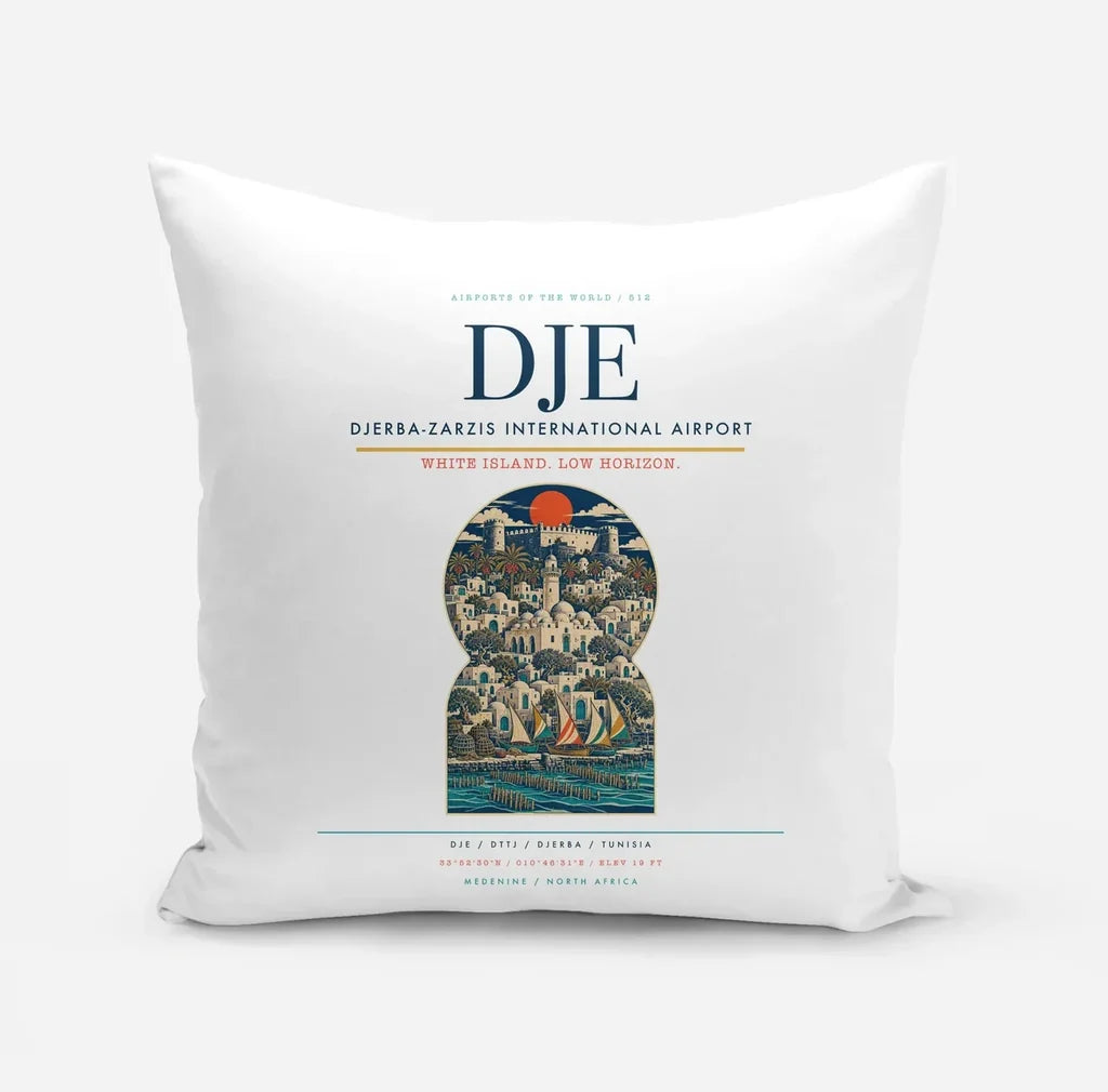 Djerba-Zarzis International Airport (DJE) design on white pillow