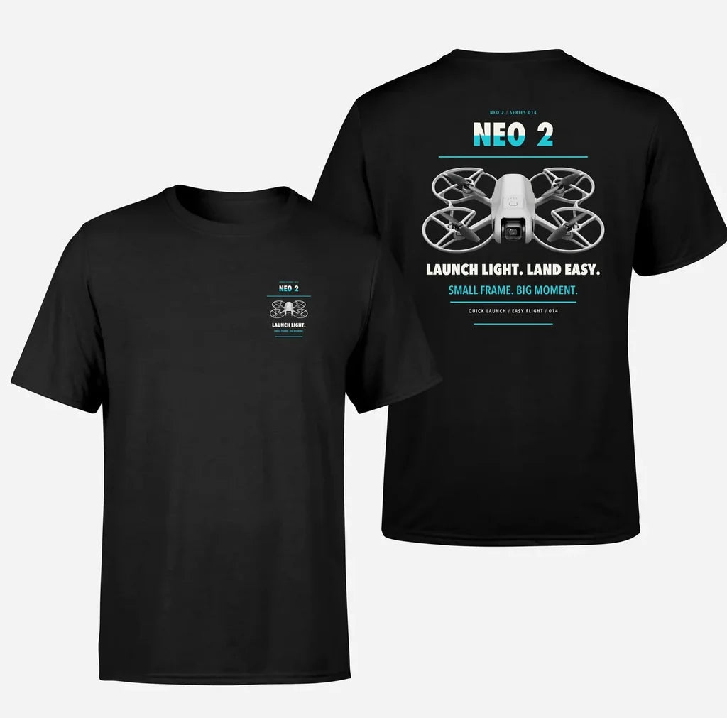 DJI Neo 2 design on black t shirt
