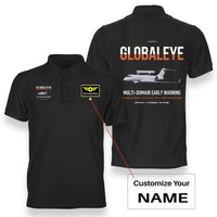 Thumbnail for Saab GlobalEye design on black+name double-side polo t-shirt, double-side print
