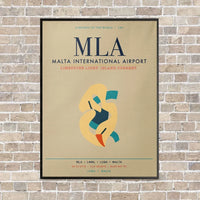 Thumbnail for Malta International Airport MLA vertical canvas print - framed - beige background