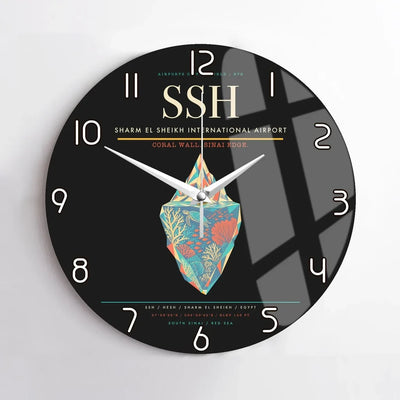 Sharm El Sheikh International Airport (SSH) design on black no frame wall clock