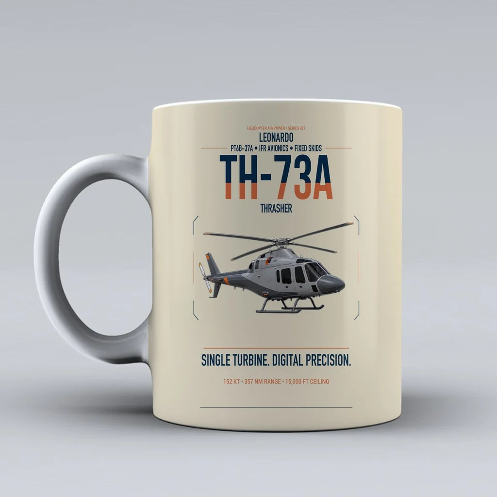 Leonardo TH-73A Thrasher design on beige ceramic mug, double-side print