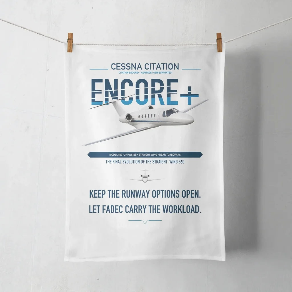 Cessna Citation Encore+ design on white towel