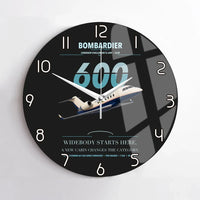 Thumbnail for Bombardier Challenger 600 design on black no frame wall clock