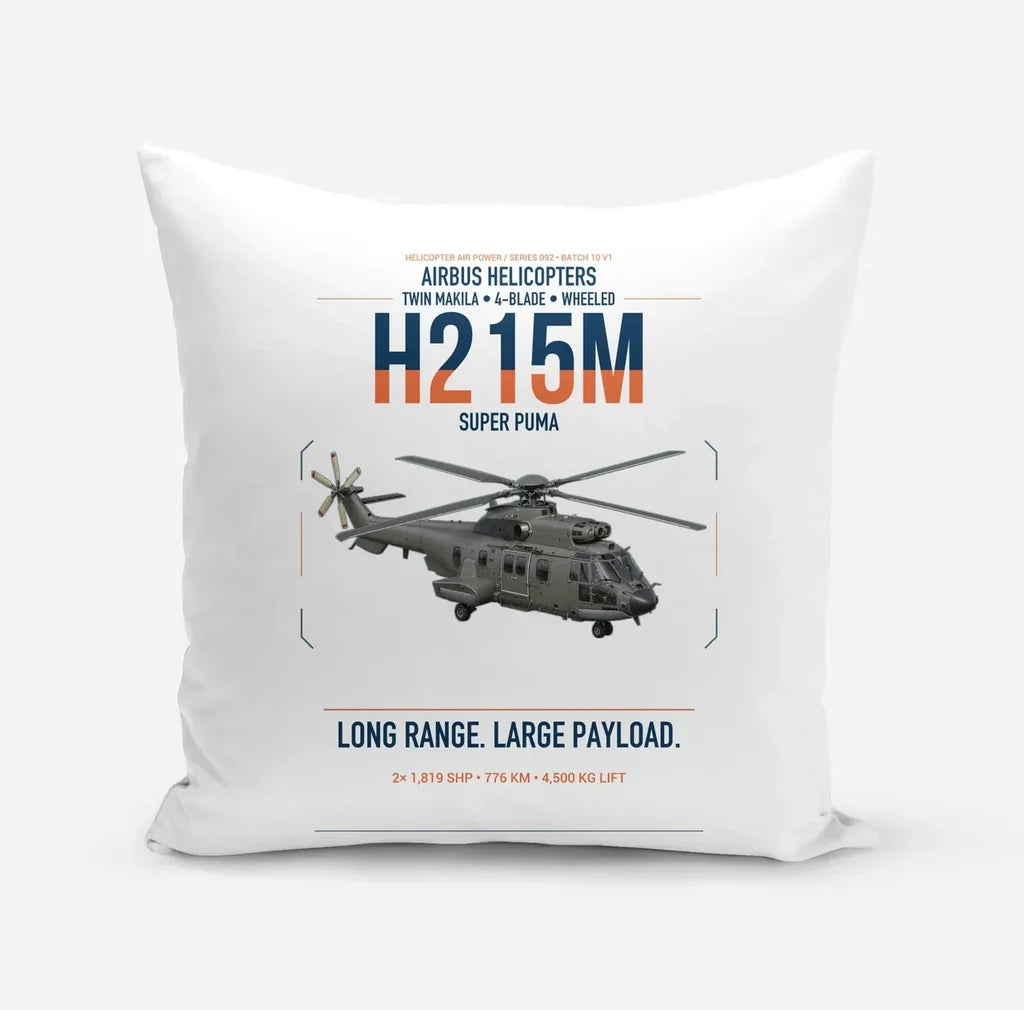 Airbus H215M design on white pillow