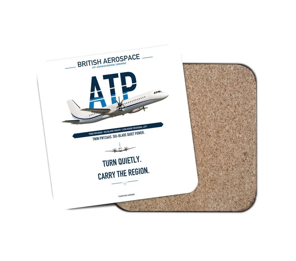 British Aerospace ATP design on white 1 piece coaster