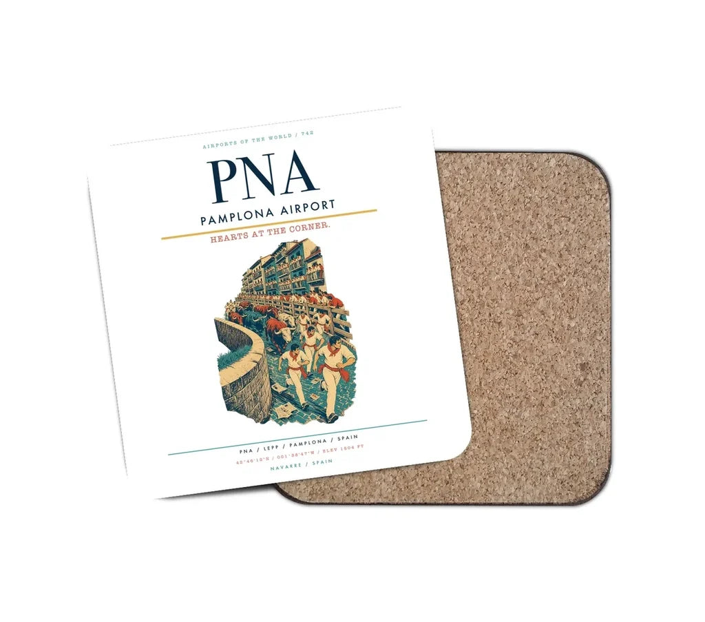 Pamplona Airport (PNA) design on white 1 piece coaster
