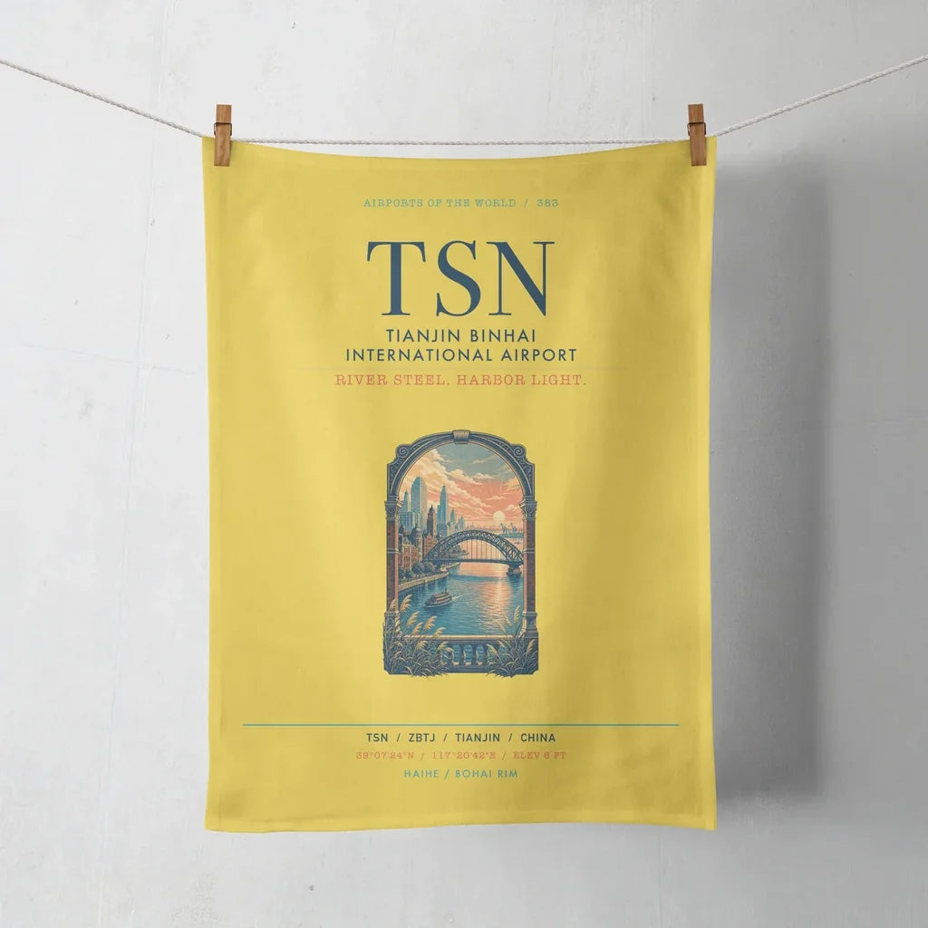 Tianjin Binhai International Airport (TSN) design on yellow towel