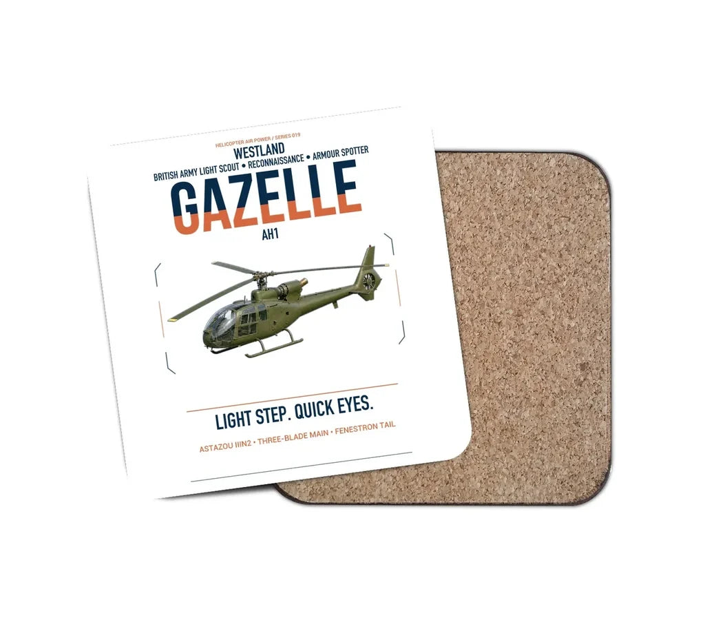 Westland Gazelle AH1 design on white 1 piece coaster