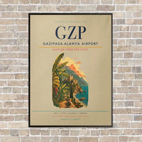 Thumbnail for Gazipasa-Alanya Airport GZP vertical canvas print - framed - beige background