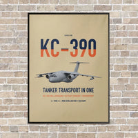 Thumbnail for Embraer KC-390 Millennium vertical canvas print - framed - beige background