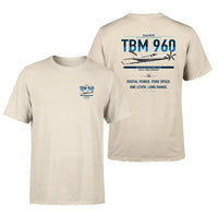 Thumbnail for Daher TBM 960 design on beige t-shirt, double-side print