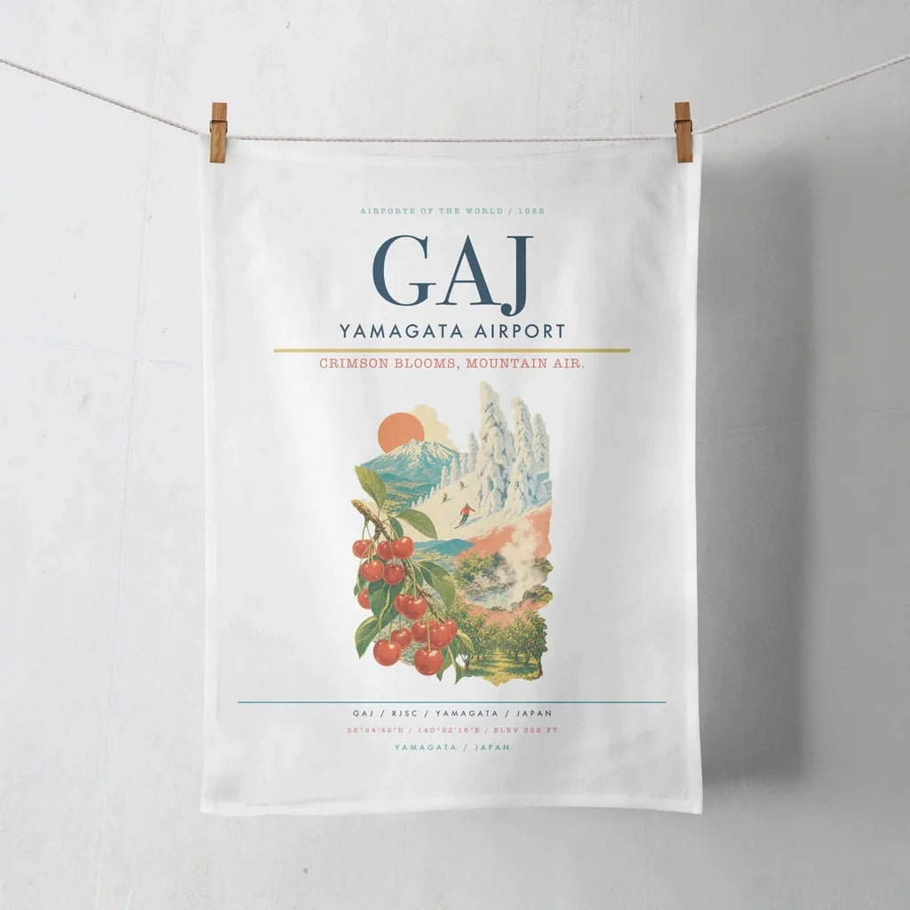 Yamagata Airport (GAJ) design on white towel