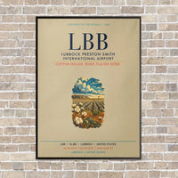 Thumbnail for Lubbock Preston Smith International Airport LBB vertical canvas print - framed - beige background