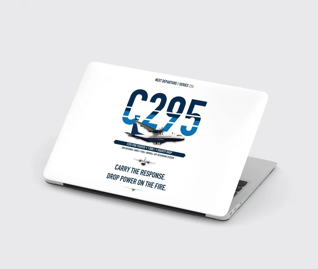 Airbus C295 Firefighter design on white MacBook case