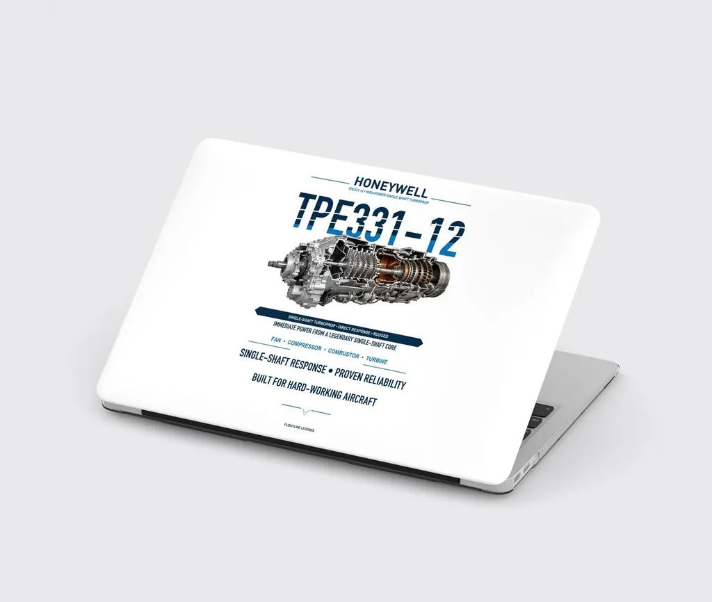 TPE331-12 design on white MacBook case