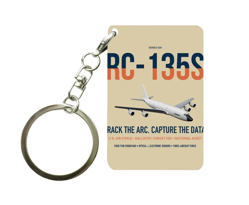 RC-135S Cobra Ball design on beige designed key chain, double-side print
