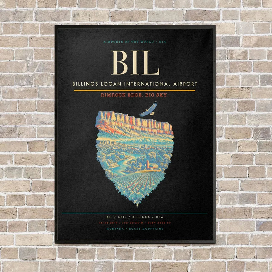 Billings Logan International Airport BIL - Canvas Framed - Black