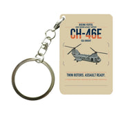 Thumbnail for Boeing Vertol CH-46E Sea Knight design on beige designed key chain, double-side print
