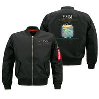 Thumbnail for Fort McMurray International Airport (YMM) design on black bomber jacket