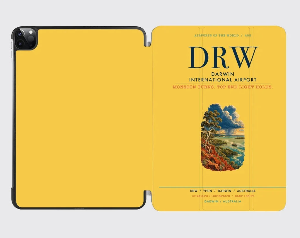 Darwin International Airport (DRW) design on yellow ipad tablet case