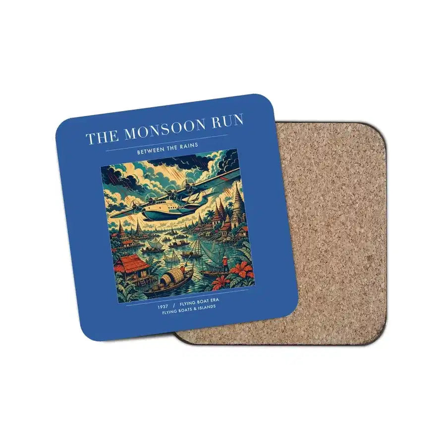 The Monsoon Run - Designed Coasters design on blue 1-piece
