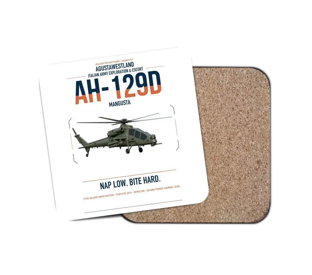 AgustaWestland AH-129D Mangusta design on white 1 piece coaster