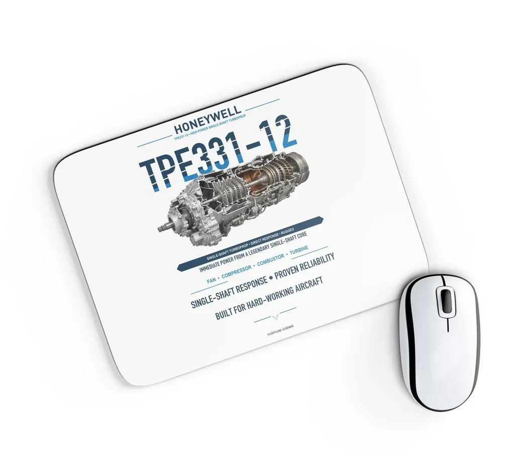 TPE331-12 design on white rectangle mouse pad